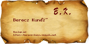 Berecz Kunó névjegykártya